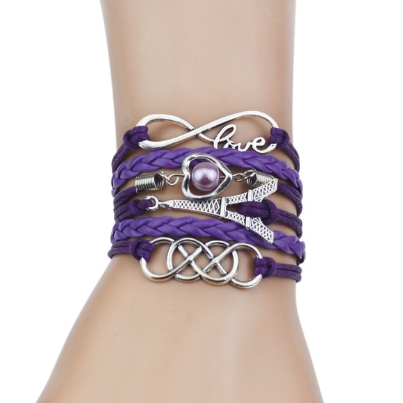 Jewelry - Purple EIffle Tower  Love Multistrand Bracelet New